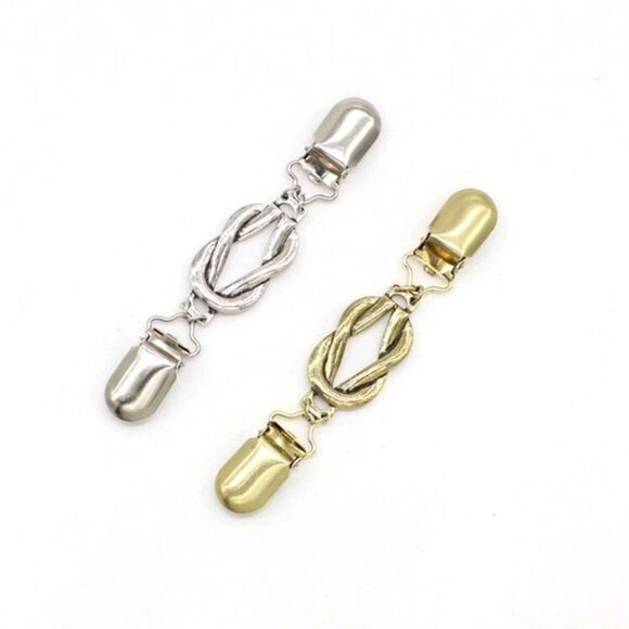 2Pcs/Set Women's Alloy Clothes Clips With Chain - Picture 6 of 9
